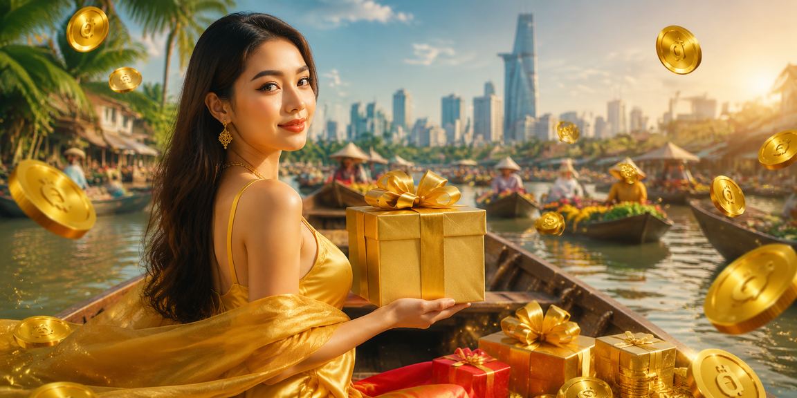 Cảnh sông Mekong với người dùng VIP nhận thưởng trực tuyến trên điện thoại