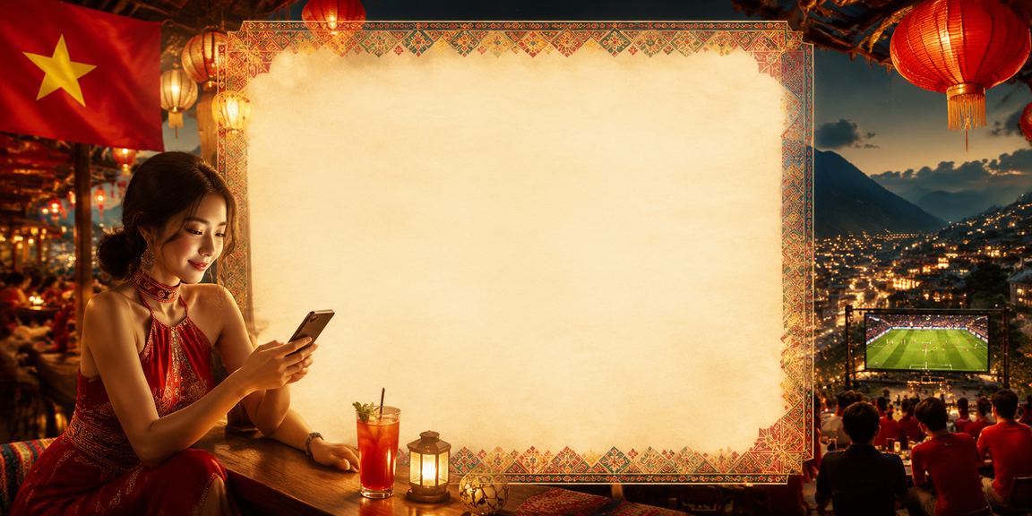 Du khách tại Sa Pa kiểm tra khuyến mãi casino trên điện thoại giữa chợ đêm miền núi